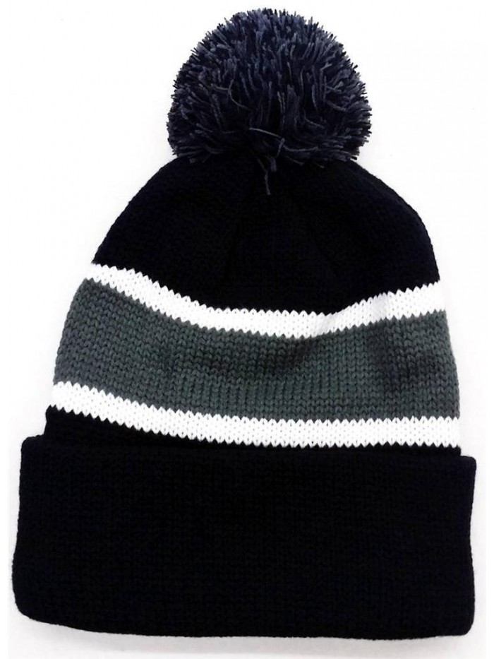 Koopa Shop Pom - pom stripe Beanie - GrEy/Black - CL11R4OWJMT