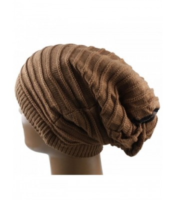 Samtree Unisex Slouchy Beanie Hat Stripe Knit Cap Loop Scarf Neckerchief Dreadlocks - 013-brown - CP129TC7HNJ