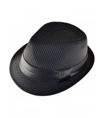 K Men's Fedora Black White Stripes with Black Band - CD125JNCFZ7