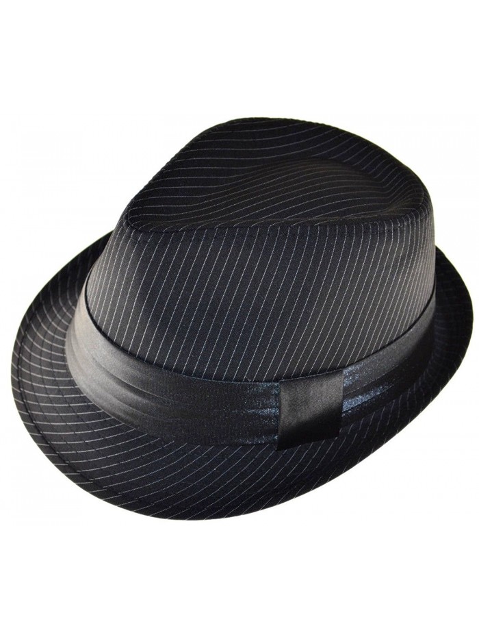 K Men's Fedora Black White Stripes with Black Band - CD125JNCFZ7