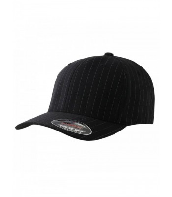 Original Flexfit Pinstripe Baseball Blank Cap HAT Fitted Flex Fit 6195P - Black/White - CD11LP9TG9N