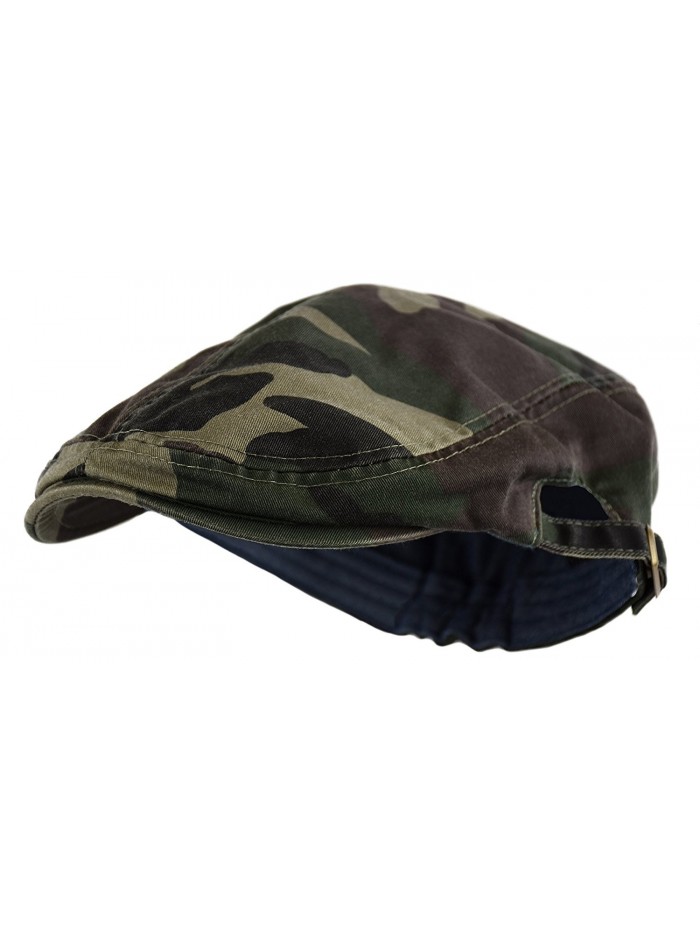 Deewang Fashion Cotton Cabbie Hat Buckle Golf Ivy Colorful Newsboy Driving Cap (Camo-Green) - CM1835ZA0A5