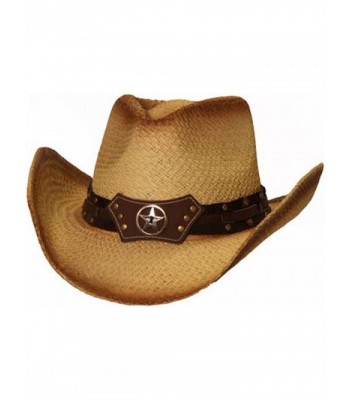 Paper Straw Star Design Cowboy Hat (Natural Color- One Size) - CC118C5OTBD