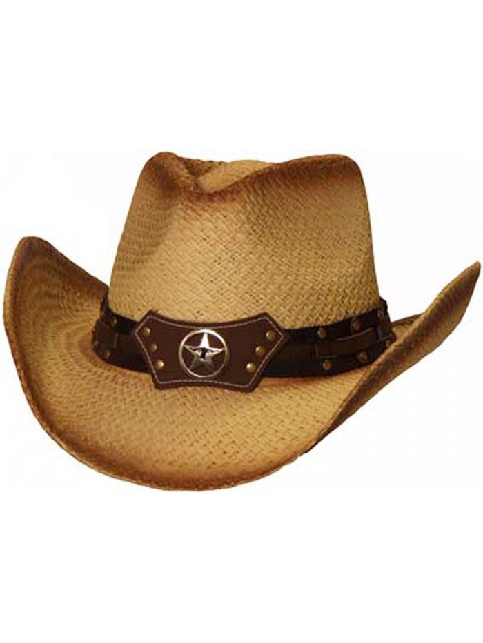 Paper Straw Star Design Cowboy Hat (Natural Color- One Size) - CC118C5OTBD