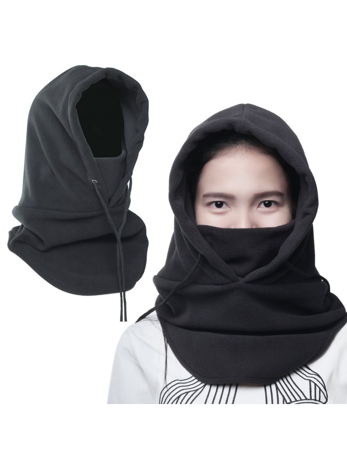 Liomor Balaclava Thicken Warm Hat Fleece Hood Ski Face Cover Mask- Black - CR12O85JVET