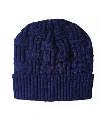 ZAONE Mens Winter Knitting Warm Hat Daily Slouchy Wool Beanie Skull Cap - Dark Blue - CI186IC0U50