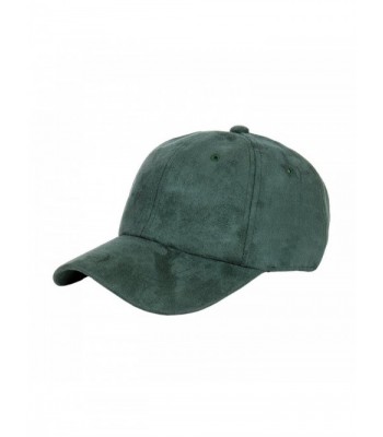 1611MAIN Suede Low Profile Plain Adjustable Strapback Baseball Dad Cap (Dark Green) - C912N1KI44P