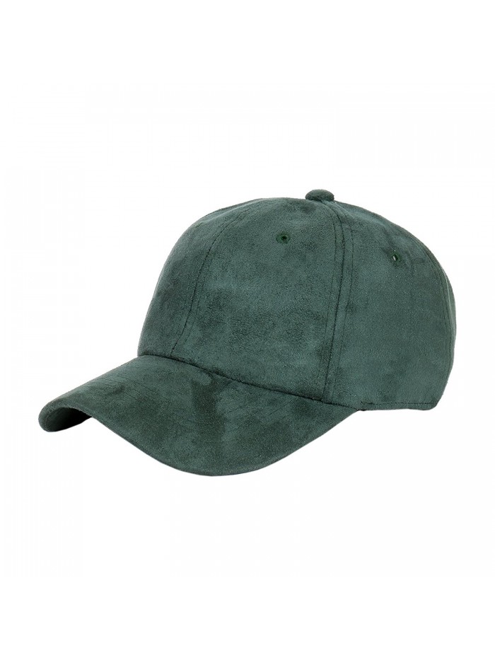 1611MAIN Suede Low Profile Plain Adjustable Strapback Baseball Dad Cap (Dark Green) - C912N1KI44P