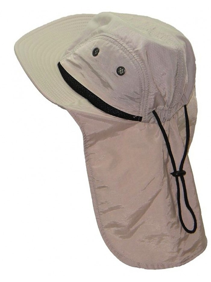 Altis Apparel 4 Panel Large Bill Soft Bucket w/ Neck Flap Hat Sun Cap - Stone / Natural - CF11LL5Q26V