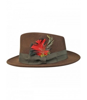 Brown Wide Structured Fedora Feather