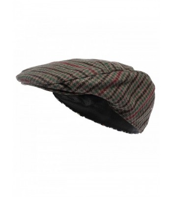 Octave Mens Wool Mix Tweed Country Style Flat Cap - Green Check - Green Check - CC11N1IZVJP