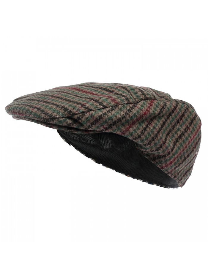 Octave Mens Wool Mix Tweed Country Style Flat Cap - Green Check - Green Check - CC11N1IZVJP