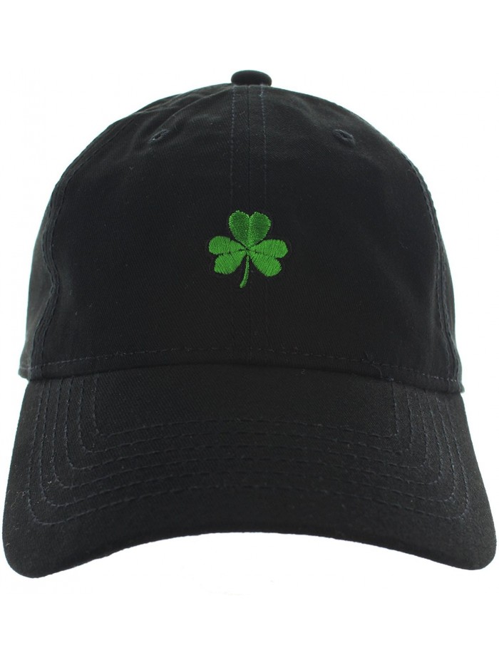 St. Patrick's Day Clover Dad Hat Baseball Cap Shamrock Hat Embroidered in USA Shamrock Cap Collection - Black - CT17WX9SDNQ