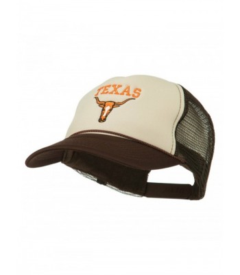 Texas Longhorn Embroidered Foam Mesh Cap - Brown Tan - CM11ND59OEJ