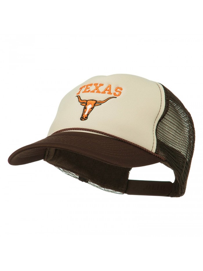 Texas Longhorn Embroidered Foam Mesh Cap - Brown Tan - CM11ND59OEJ