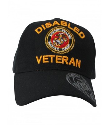 US Marine Corps Disabled Veteran & USMC Insignia on Visor Baseball Hat- Black - CH11N5Q49TL