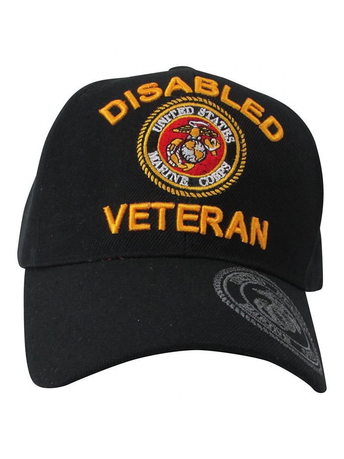 US Marine Corps Disabled Veteran & USMC Insignia on Visor Baseball Hat- Black - CH11N5Q49TL