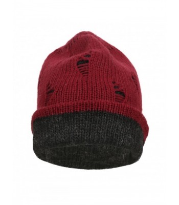 Ypser Slouch Beanie Knitting Reversible - Wine Red/Black - CU184WE37YX