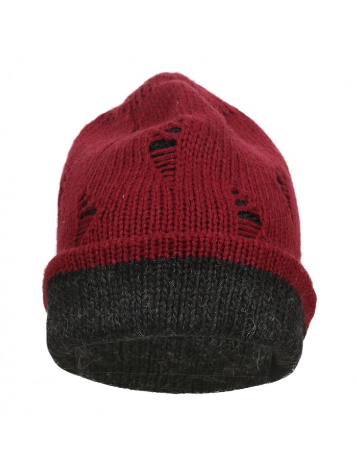 Ypser Slouch Beanie Knitting Reversible - Wine Red/Black - CU184WE37YX