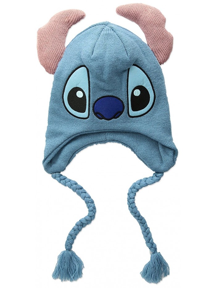 Disney Men's Stitch Winter Hat With Ears- 100% Peruvian Acrylic Knit- Royal- One Size - CA129NA6ZCF