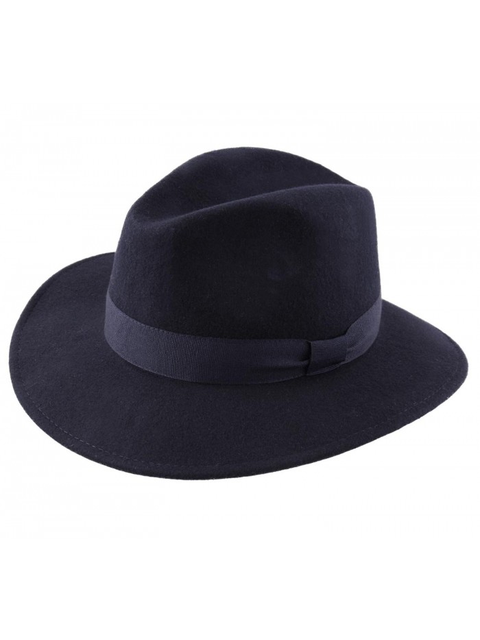 Modissima Traveller Cavalier Wool Felt Fedora Hat - Bleu-marine - CG187IUCCRD