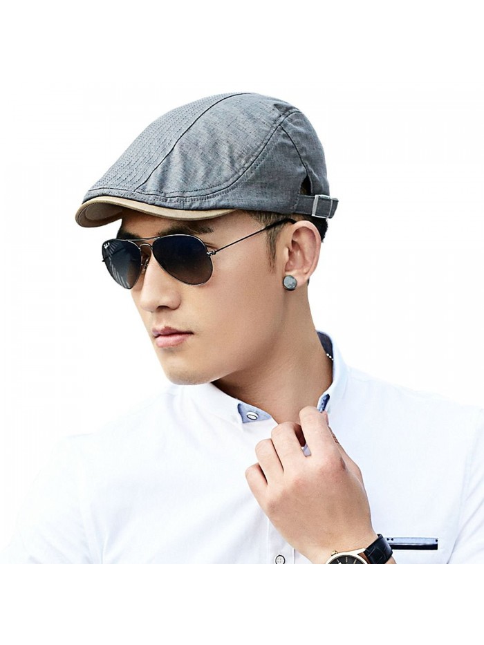 Siggi Cotton Newsboy Cabbie Driving Ivy Cap Golf Flat Summer Hat for Men - Typea_darkgrey - C312BBTLKRR