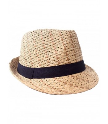 D Diana Dickson Men/Women's Summer 2 Tone Colored Straw Fedora Hat - Brown/Black - C11808IM6TG