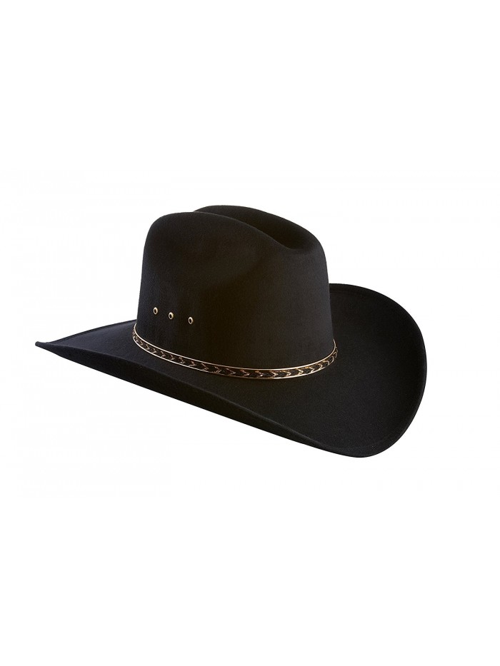 Faux Felt Wide Brim Western Cowboy Hat - Black - CF11GG65QU3