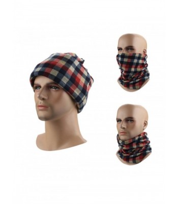 Leories Winter Windproof Cap Fleece Balaclava Hood Face Mask Neck Warmer Ski Hat - Red grid - CQ12NYEX733