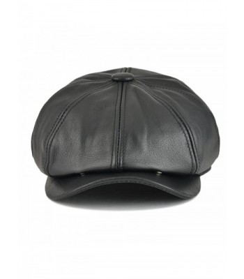 VOBOOM Cowhide Leather Pannel Newsboy in Men's Newsboy Caps