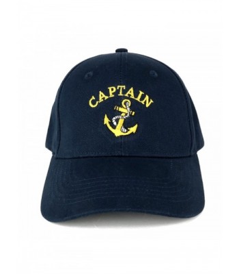CAPTAIN ANCHOR Embroidered Deluxe 100% Cotton Cap - Navy - CE126FYTKGV