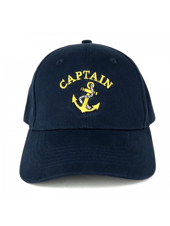 CAPTAIN ANCHOR Embroidered Deluxe 100% Cotton Cap - Navy - CE126FYTKGV