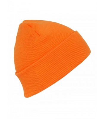 Hot Neon Long Cuffed Winter Beanie - Neon Orange - CX11BC4WR4R