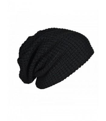 Maying Mens Slouchy Long Beanie Knit Cap For Summer Winter Oversize - Black - CN12MYPJF08