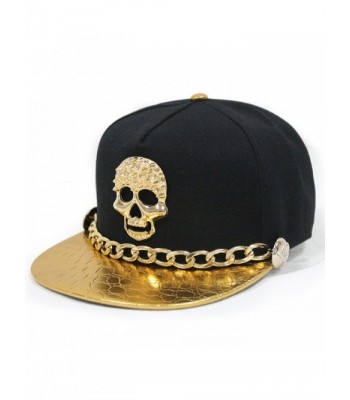 Hip-hop Hat Metal Skull Studded Snapback with Chain (6colors-adjustable) - Black 018 - CW121TOUT2L