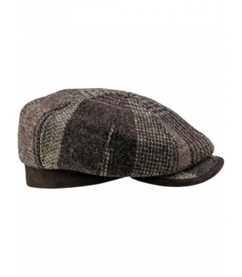 Sterkowski Harris Tweed 8 Panel Gatsby Classic Flat Cap - Brown - CD12B6KGDUF