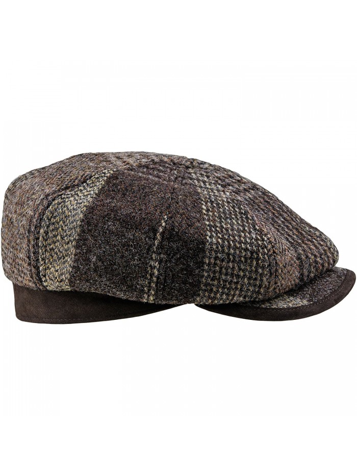 Sterkowski Harris Tweed 8 Panel Gatsby Classic Flat Cap - Brown - CD12B6KGDUF