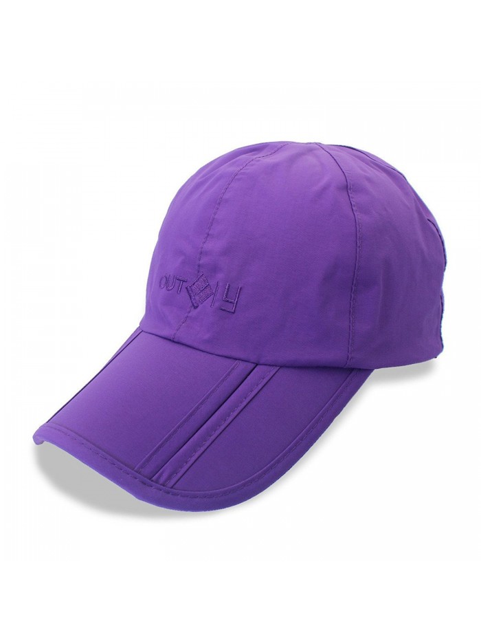 Mens Foldable Waterproof Baseball Cap Sun Hat For Dad With Adjustable Strap Back - Purple - C1184ADWC3T