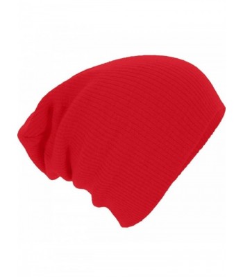 Perman Men Women Warm Winter Knit Ski Beanie Skull Slouchy Cap Hat - Light Red - C412NYN29L1