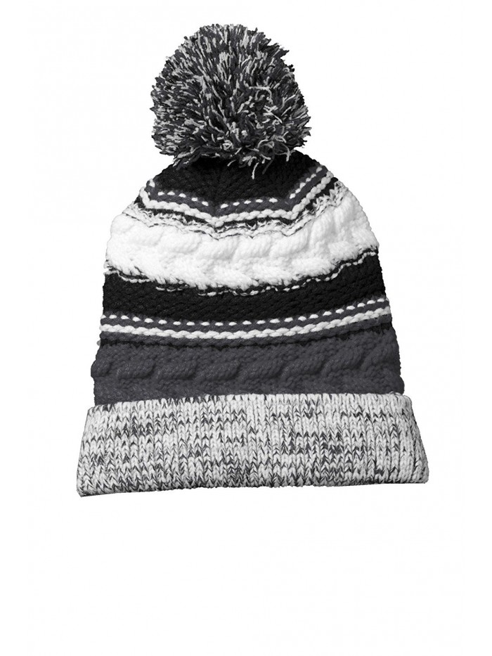 Sport-Tek Men's Pom Pom Team Beanie - Iron Grey/Black/White - CS183OQQ6C8