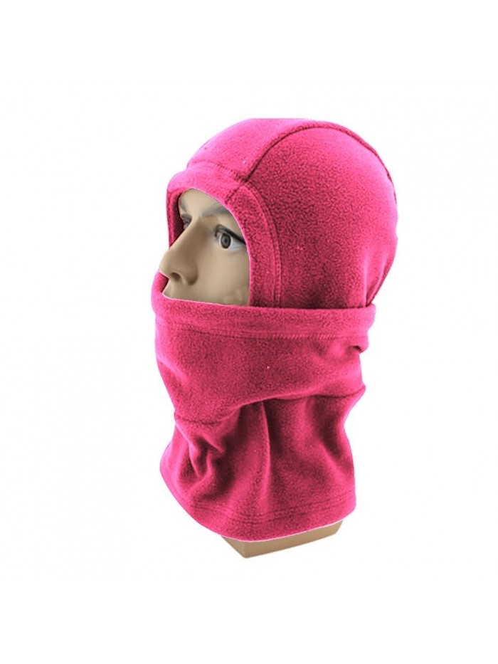 APAS Winter Thermal Outdoor Fleece Balaclava Motorcycle Ski Full Face Windproof Mask Hood Hat Cap - Rose Red - CN1287HXGXR