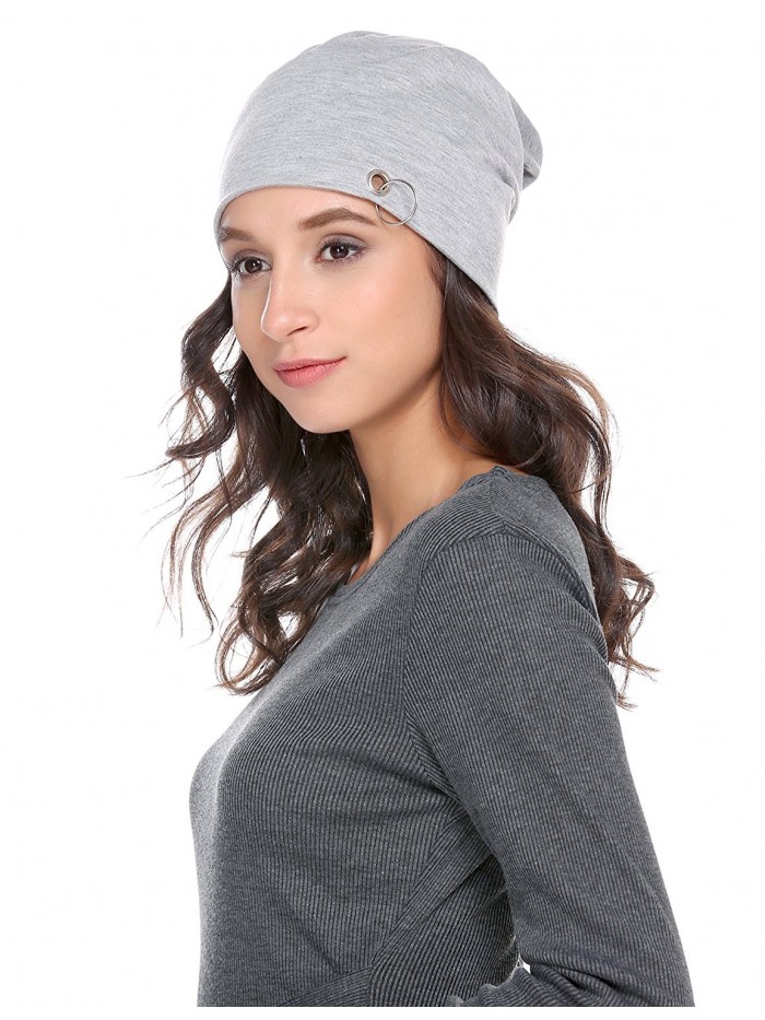 Zeagoo Sports Unisex Women Men Baggy Thin Hip-Hop Soft Cotton Slouchy Stretch Beanie Hat Skull Cap - Light Grey - CQ185M2QYOC