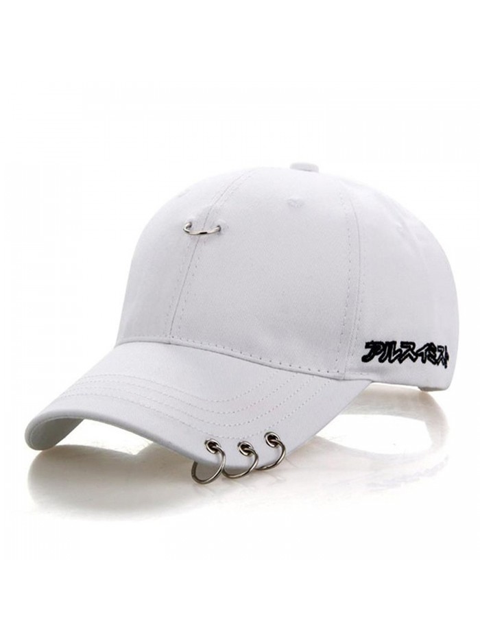 Kokkn K-Pop BTS Baseball Cap Bangtan Boys Iron Ring Snapback Hat Cotton Adjustable Hip Hop Dad Hat - White - CR189XS4X2G