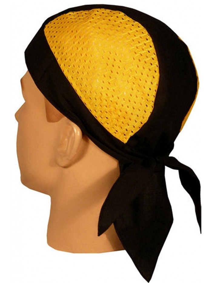 Skull Cap Biker Caps Headwraps Doo Rags - Yellow/Black Air Flow - CW12ELHP10N