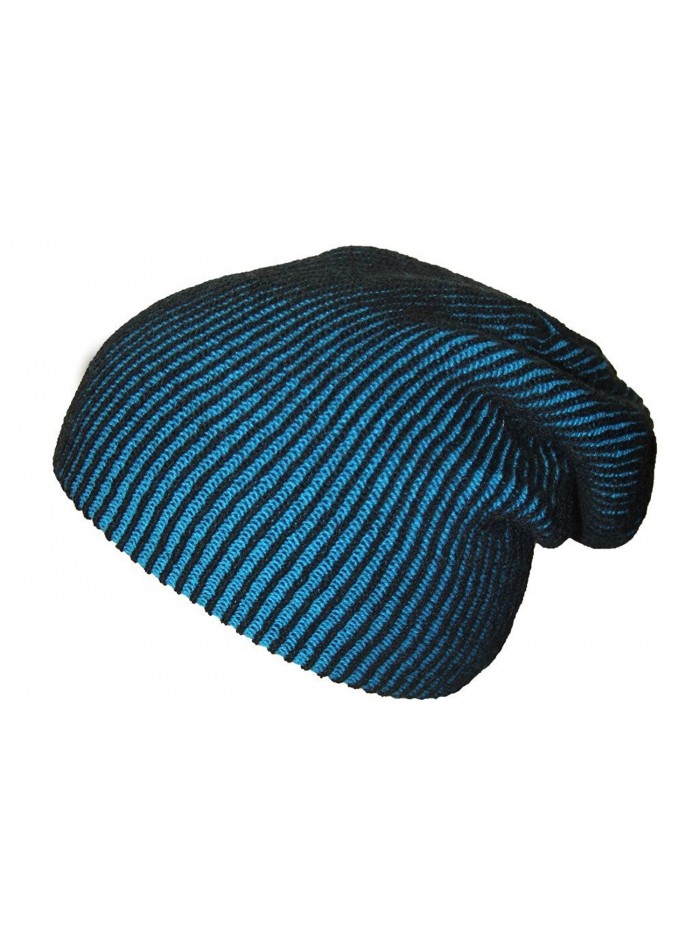 Sebacap Pinstripe 10" Slouch Beanie - Black-aqua - C7128NSI8H9