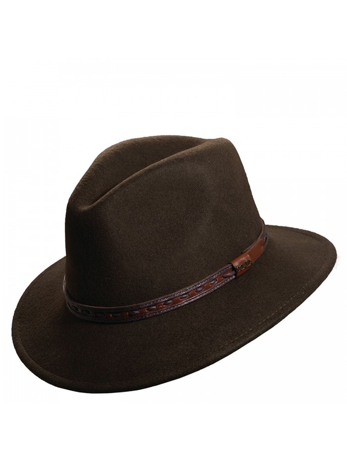 Scala Classico Men's Crushable Felt Safari With Leather Hat - Olive - C81172ZY8IN