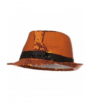 Shiny Sequin Fedora Hat - Orange Black W18S51F - C2110J66AFP