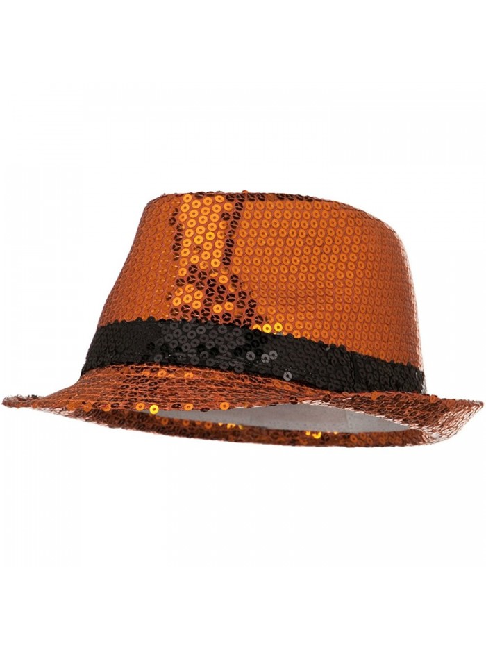 Shiny Sequin Fedora Hat - Orange Black W18S51F - C2110J66AFP