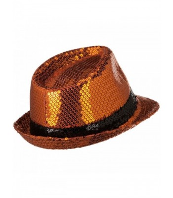 Shiny Sequin Fedora Hat Orange