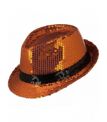 Shiny Sequin Fedora Hat Orange in Men's Fedoras